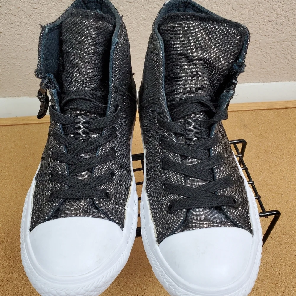 CONVERSE ALL STAR Metallic Silver Black Chuck Tayl